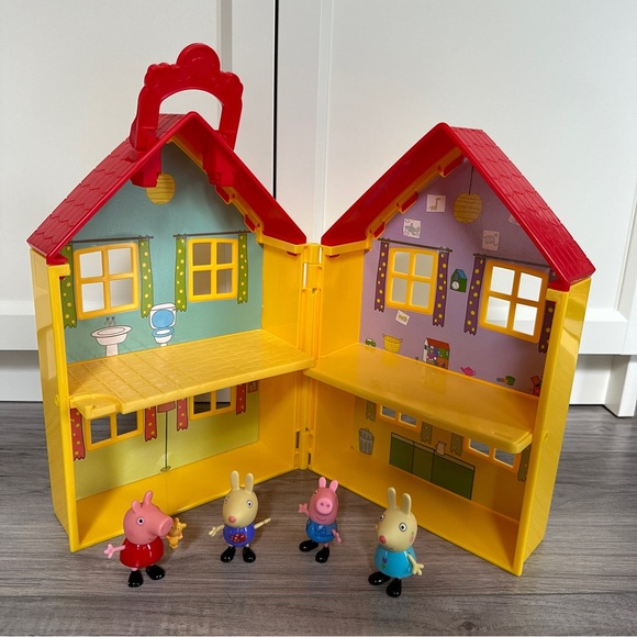 2003 Peppa Pig's Deluxe House Playset dollhouse with 4 figures lot - Picture 1 of 11